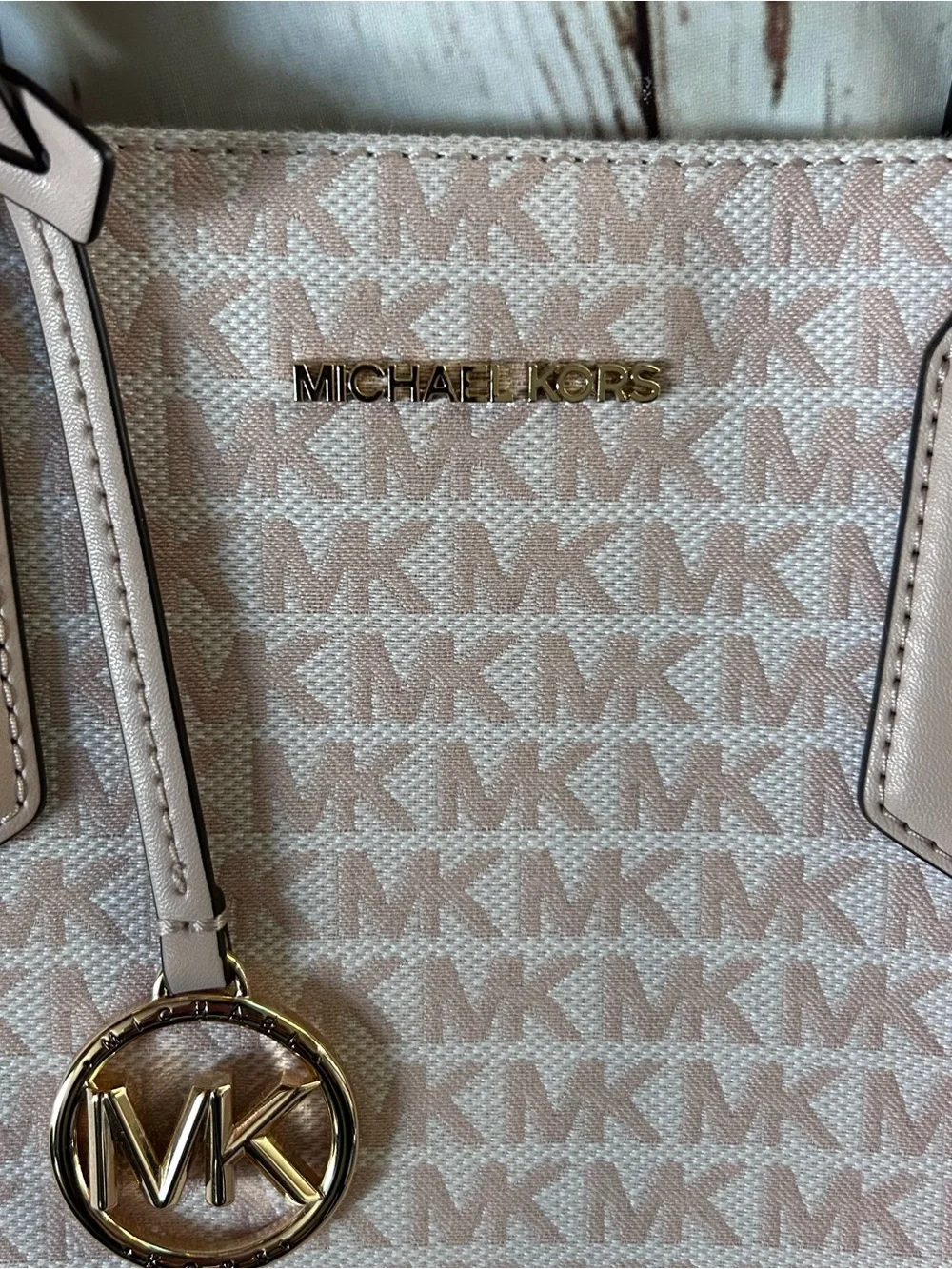 Michael Kors Large Signature Logo Tote with Branded Strap Blush Pink NWOT